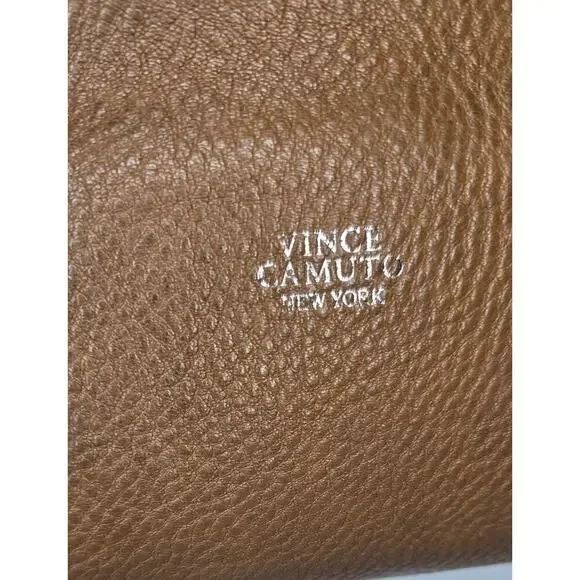 Vince Camuto Hobo Shoulder Bag Pebbled Leather Purse Tassels in Cognac Brown Lg - Picture 4 of 13